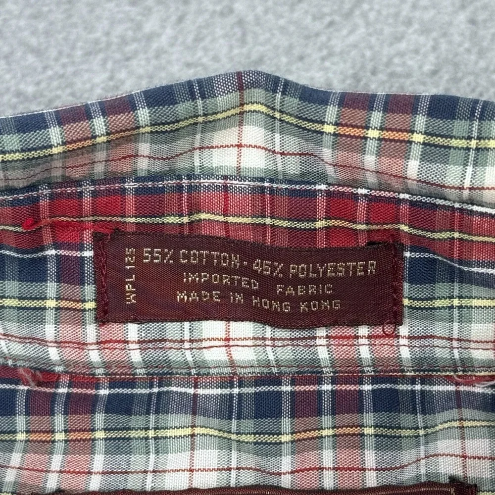Vintage 90s Chaps Ralph Lauren Men's Size L Plaid Button Down Shirt Short Sleeve